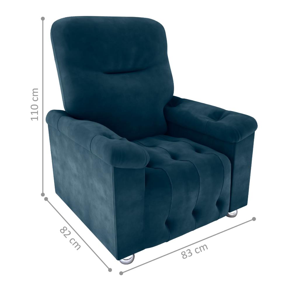 Poltrona Reclinável  Papai Bristol Veludo Azul