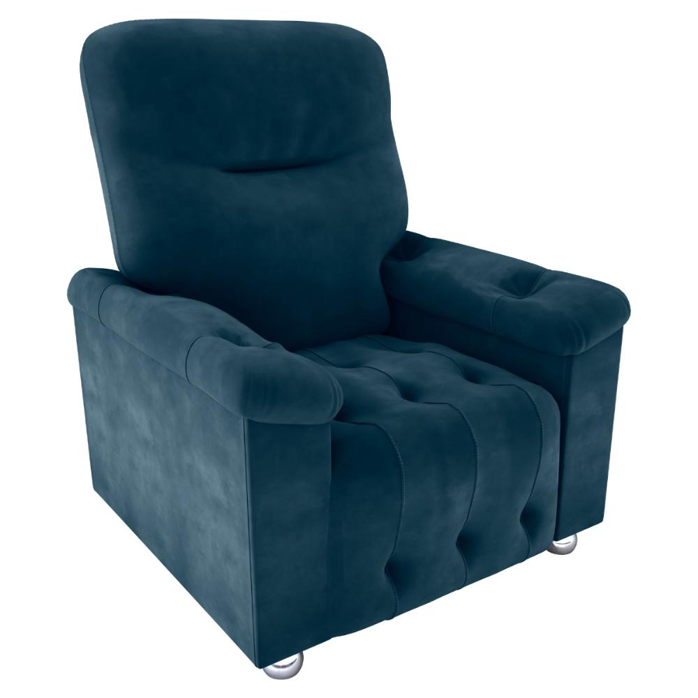 Poltrona Reclinável  Papai Bristol Veludo Azul
