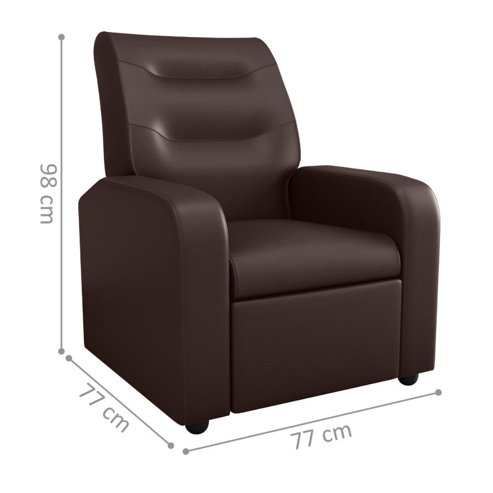 Poltrona Reclinável Decorativa Jersey Sintético Marrom