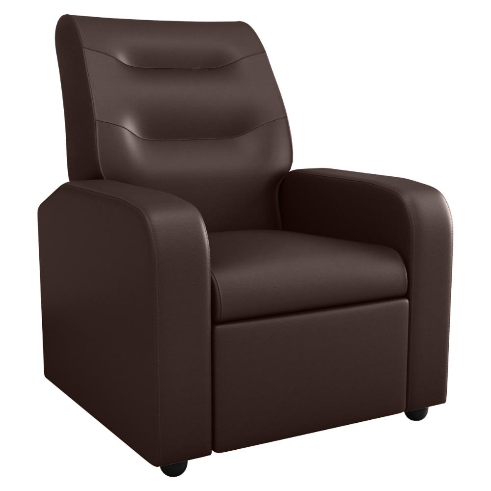 Poltrona Reclinável Decorativa Jersey Sintético Marrom
