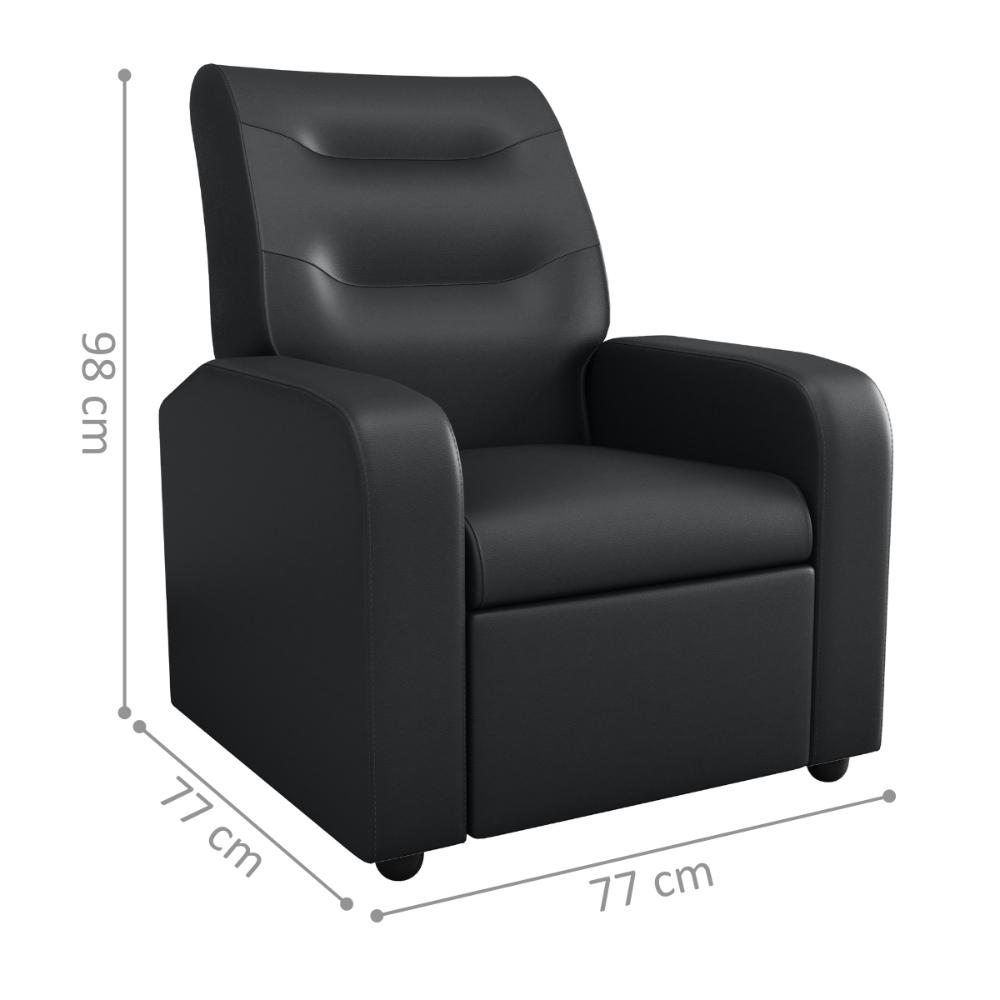 Poltrona Reclinável Decorativa Jersey Sintético Preto