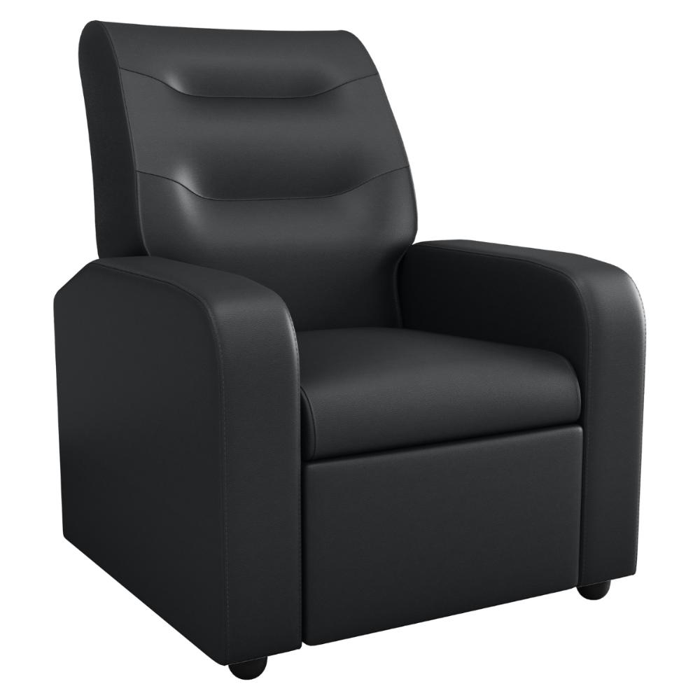 Poltrona Reclinável Decorativa Jersey Sintético Preto