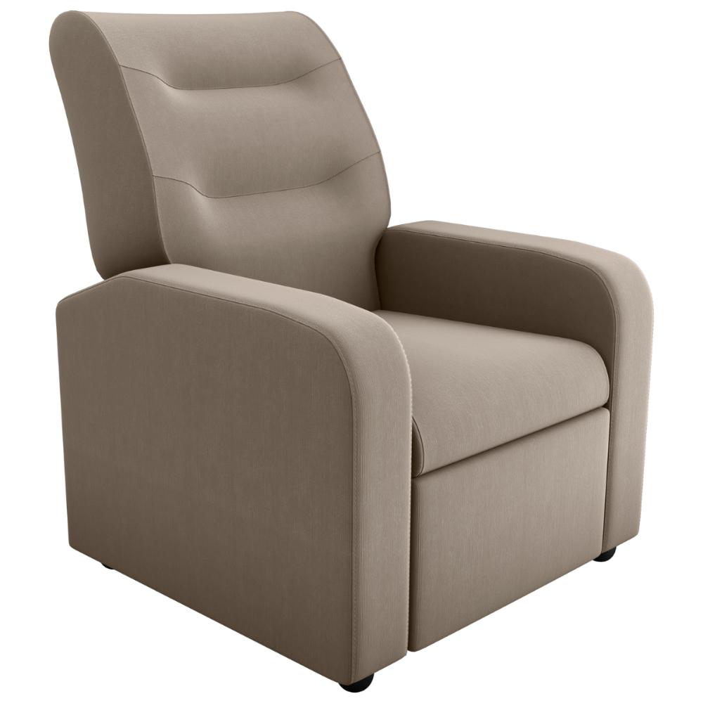 Poltrona Reclinável Decorativa Jersey Veludo Light Cappucino