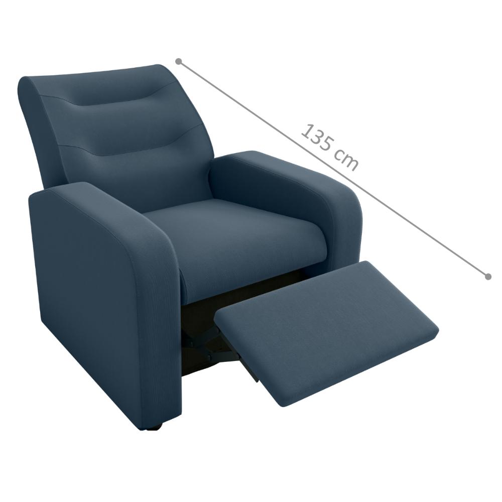 Poltrona Reclinável Decorativa Jersey Veludo Light Petróleo