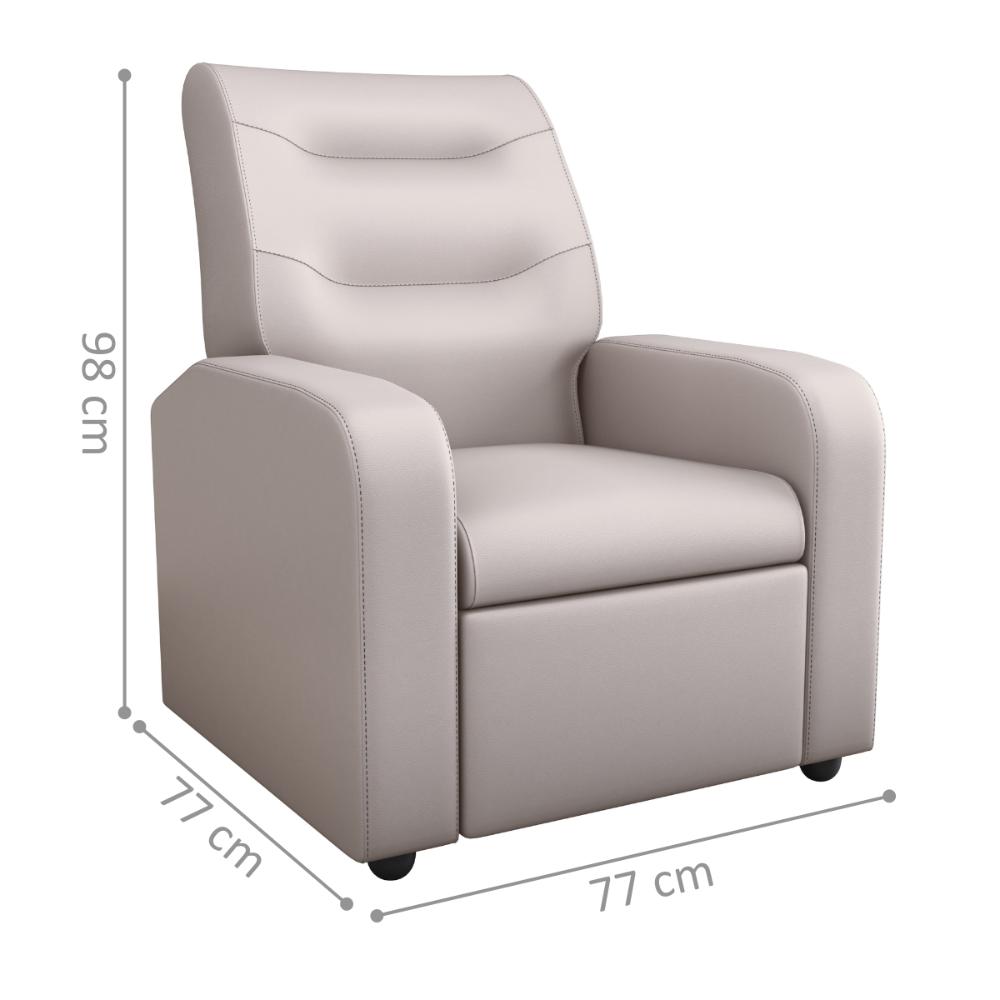 Poltrona Reclinável Decorativa Sophia Corino Bege
