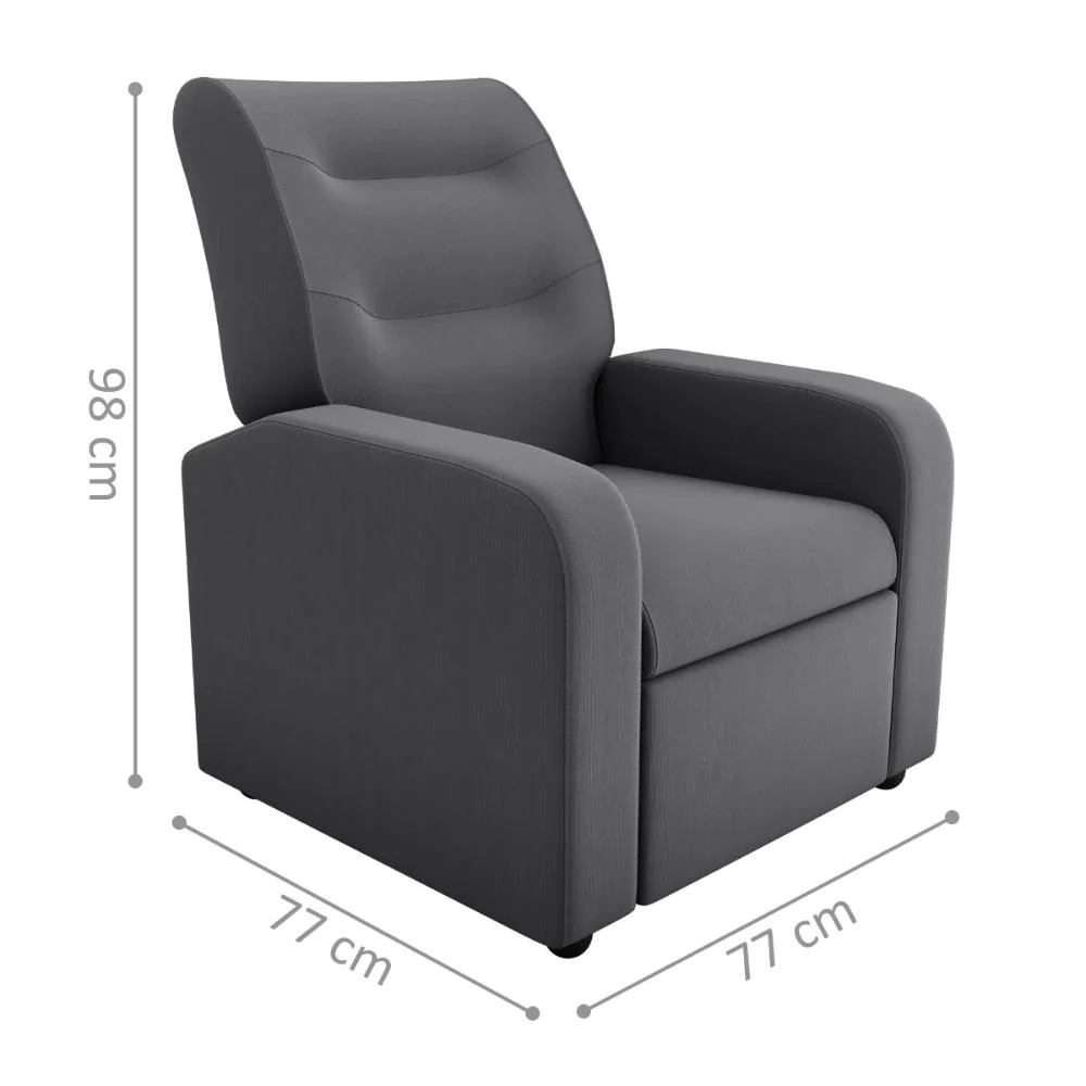 Poltrona Reclinável Decorativa Sophia Veludo Light Cinza