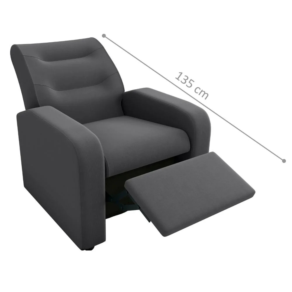 Poltrona Reclinável Decorativa Sophia Veludo Light Cinza