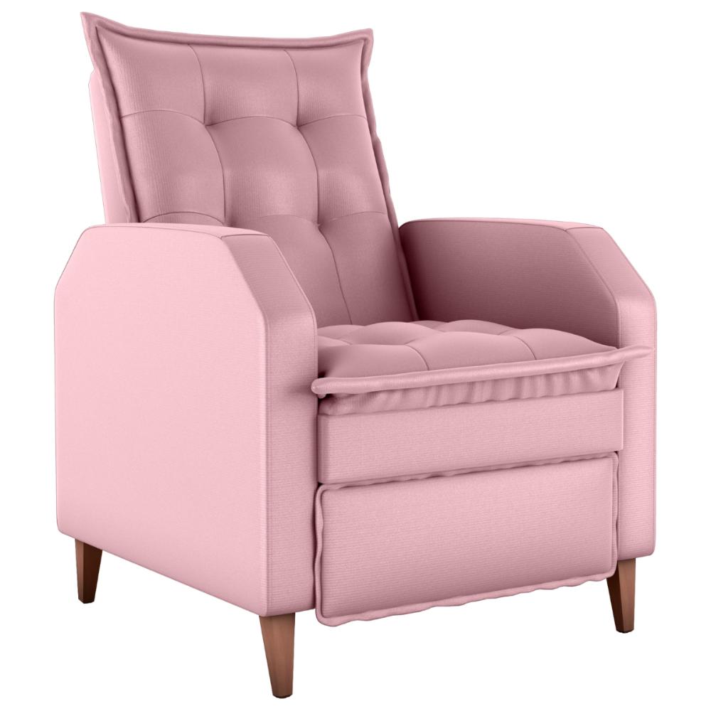 Poltrona Reclinável do Papai Bath Veludo Turkey Rosa