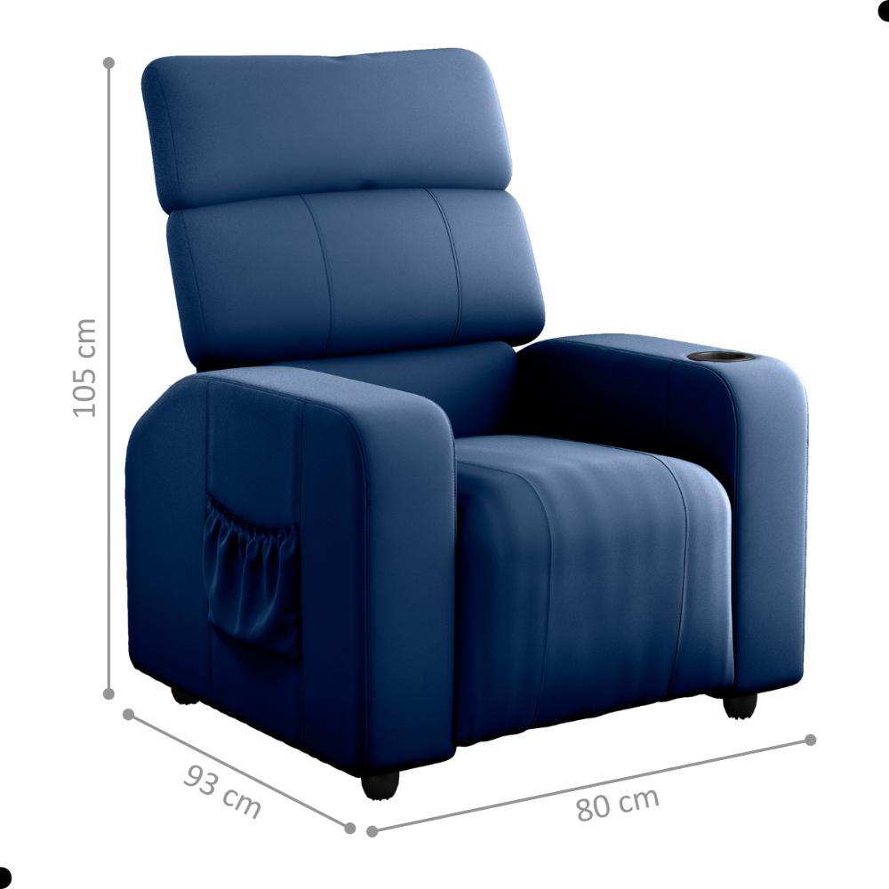 Poltrona Reclinável para Descanso Hi Veludo Azul