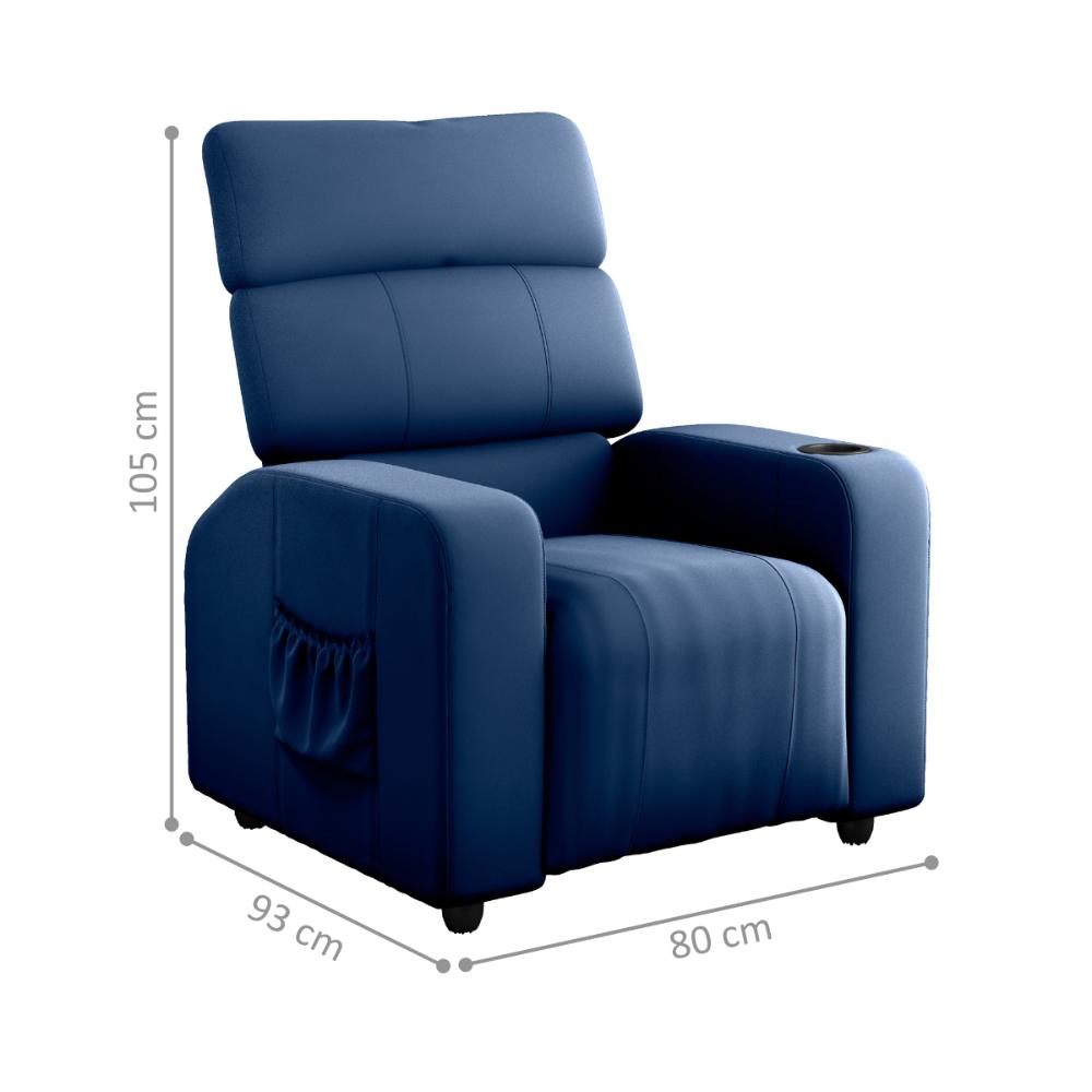 Poltrona Reclinável para Descanso Pilos Veludo Azul
