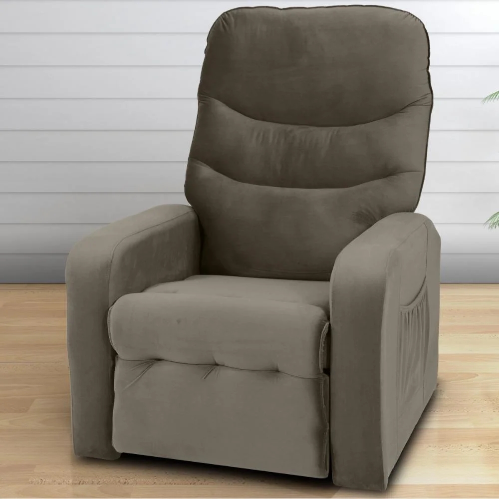 Poltrona Reclinável para Sala Egito Veludo Cappuccino