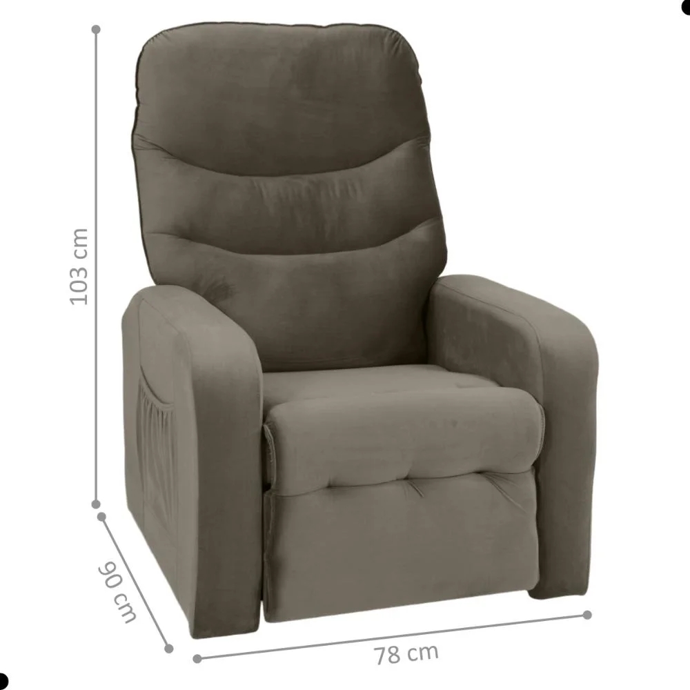 Poltrona Reclinável para Sala Egito Veludo Cappuccino