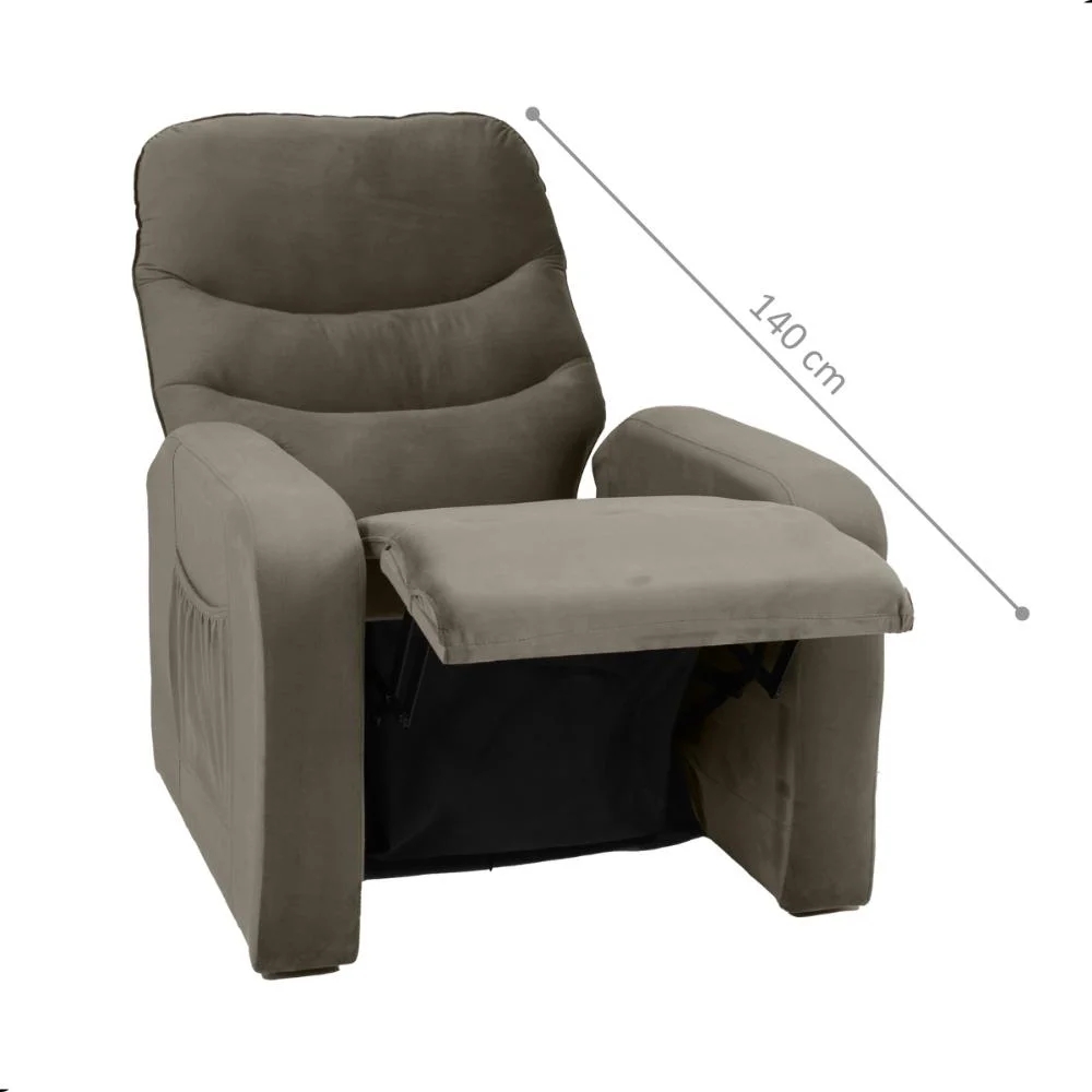 Poltrona Reclinável para Sala Egito Veludo Cappuccino