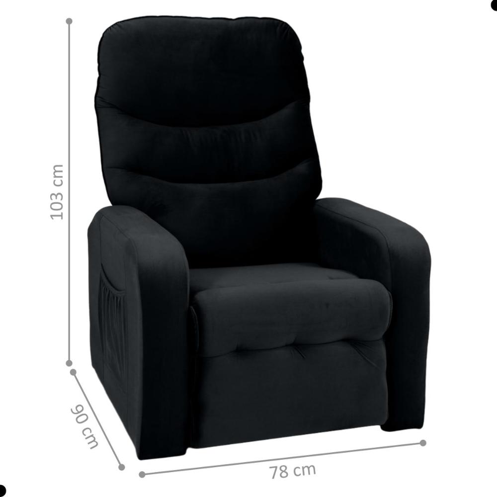 Poltrona Reclinável para Sala Egito Veludo Preto