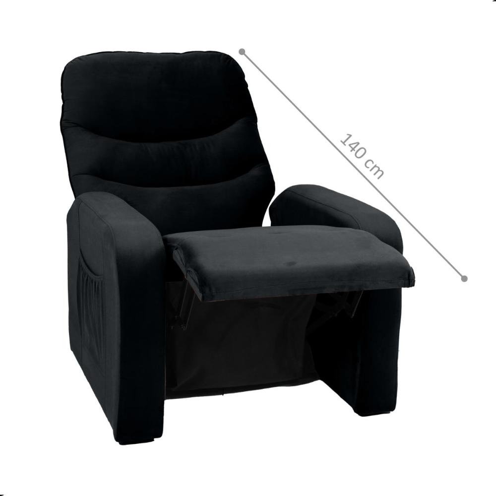 Poltrona Reclinável para Sala Egito Veludo Preto