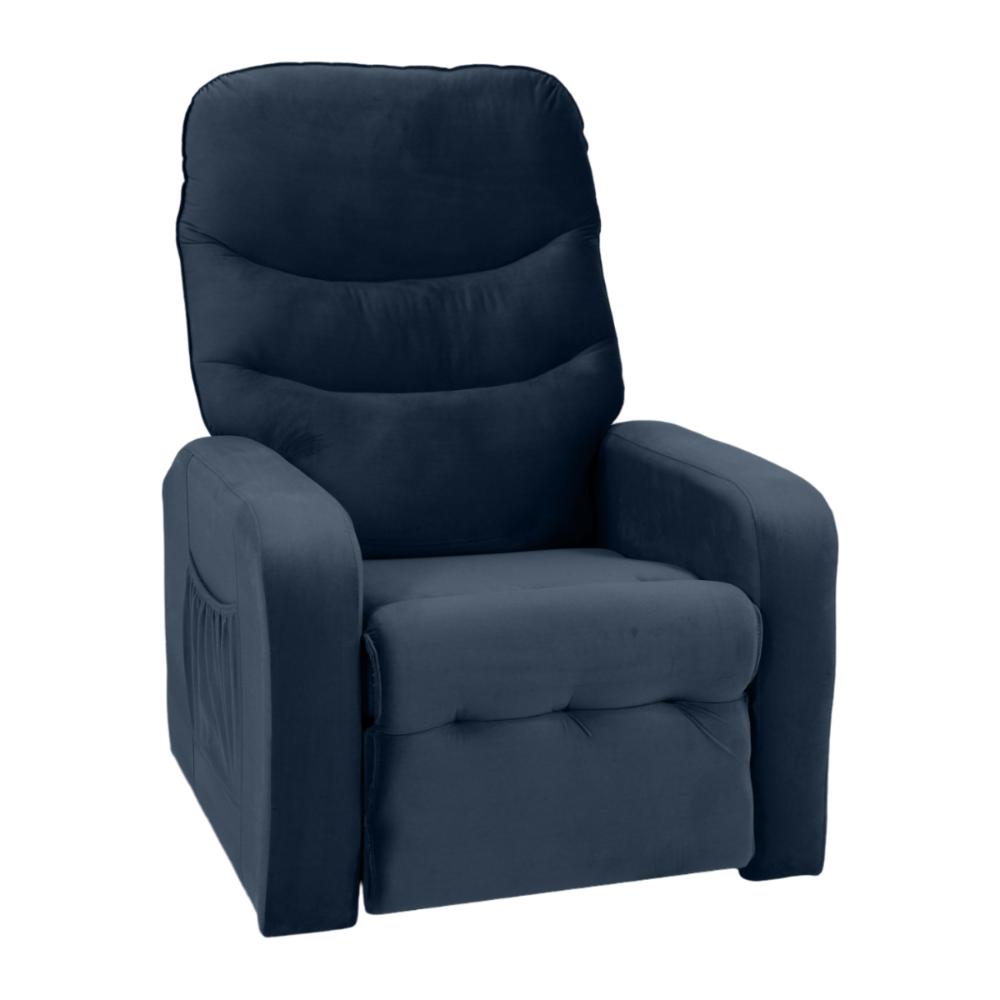 Poltrona Reclinável para Sala Parga Veludo Azul