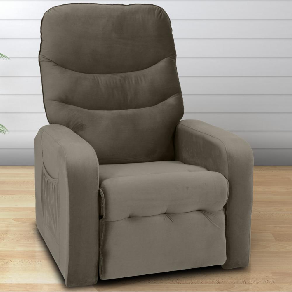 Poltrona Reclinável para Sala Parga Veludo Cappuccino
