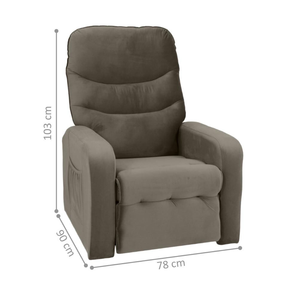 Poltrona Reclinável para Sala Parga Veludo Cappuccino
