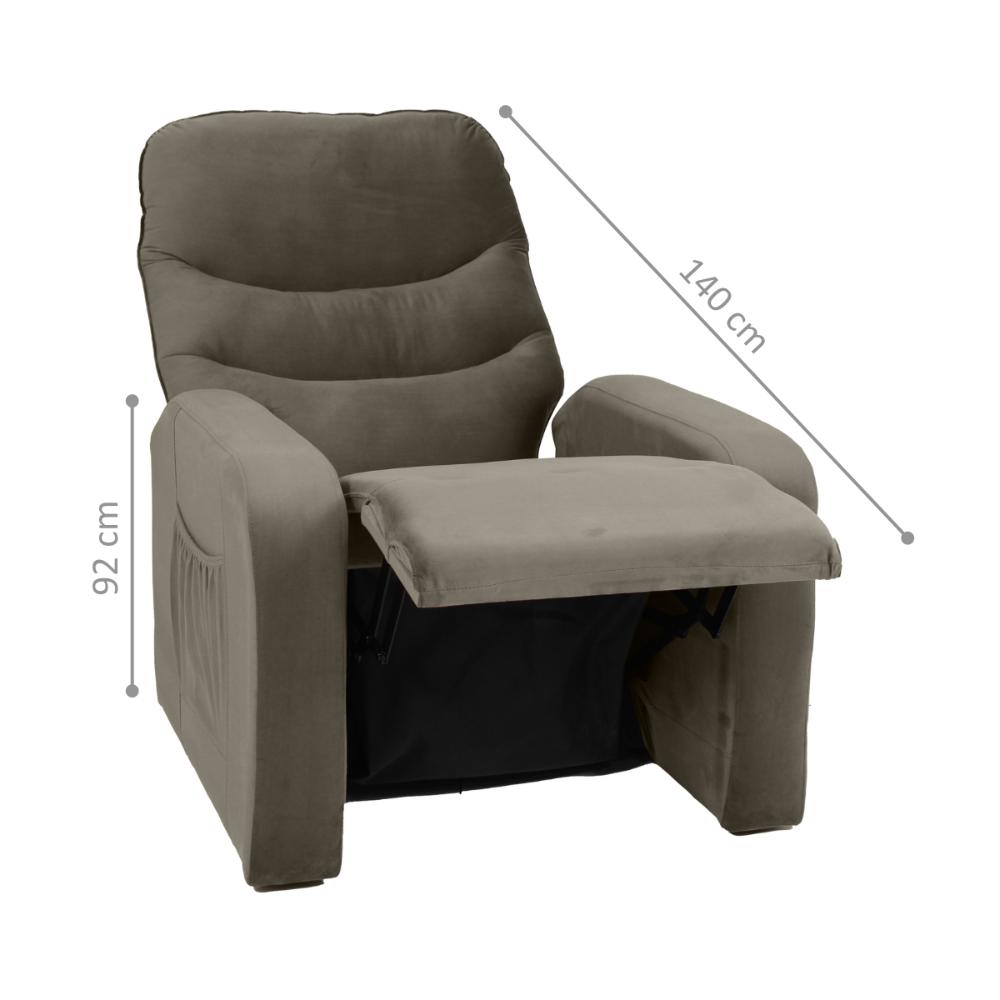 Poltrona Reclinável para Sala Parga Veludo Cappuccino