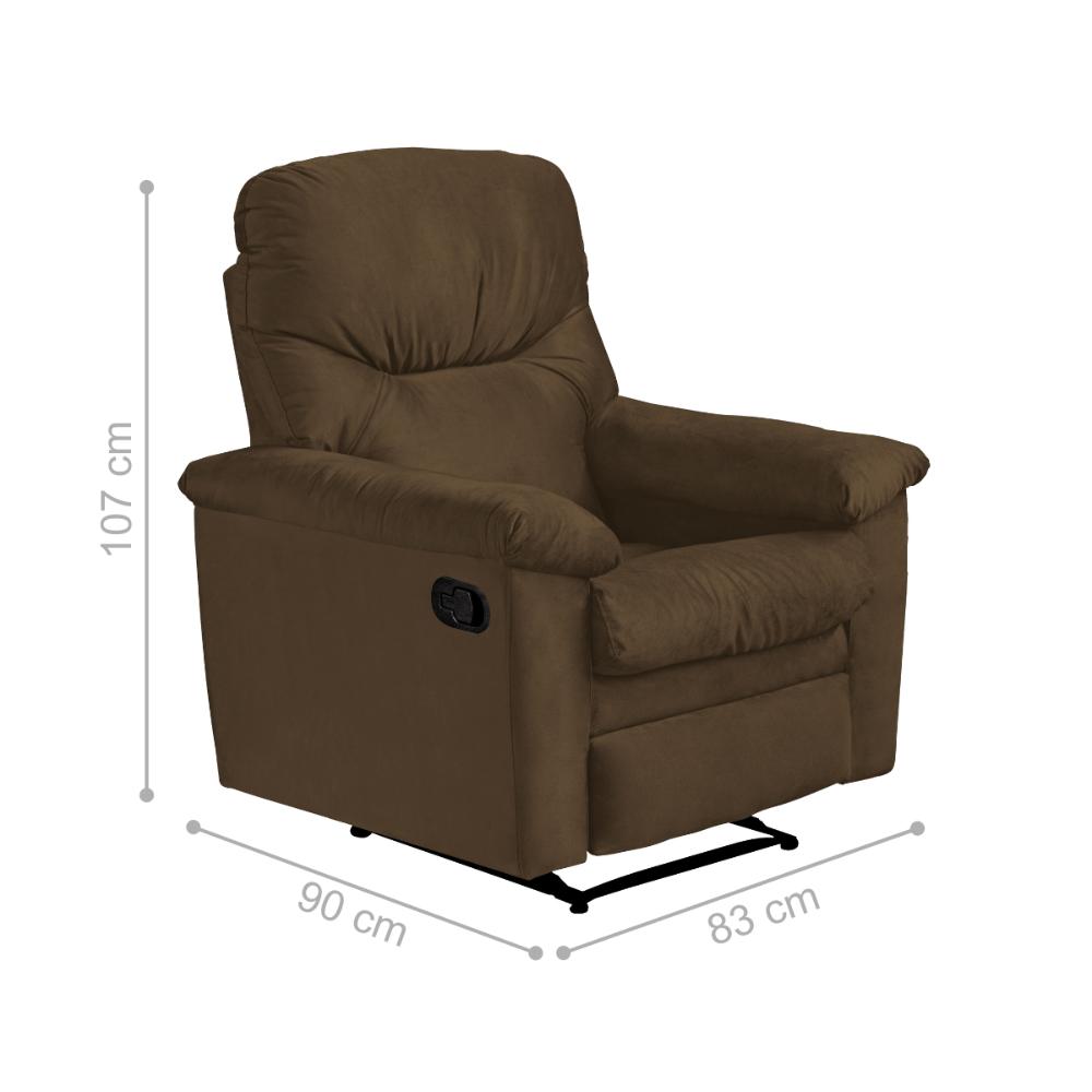Poltrona Reclinável para Sala de Estar Bonn Veludo Light Cappuccino