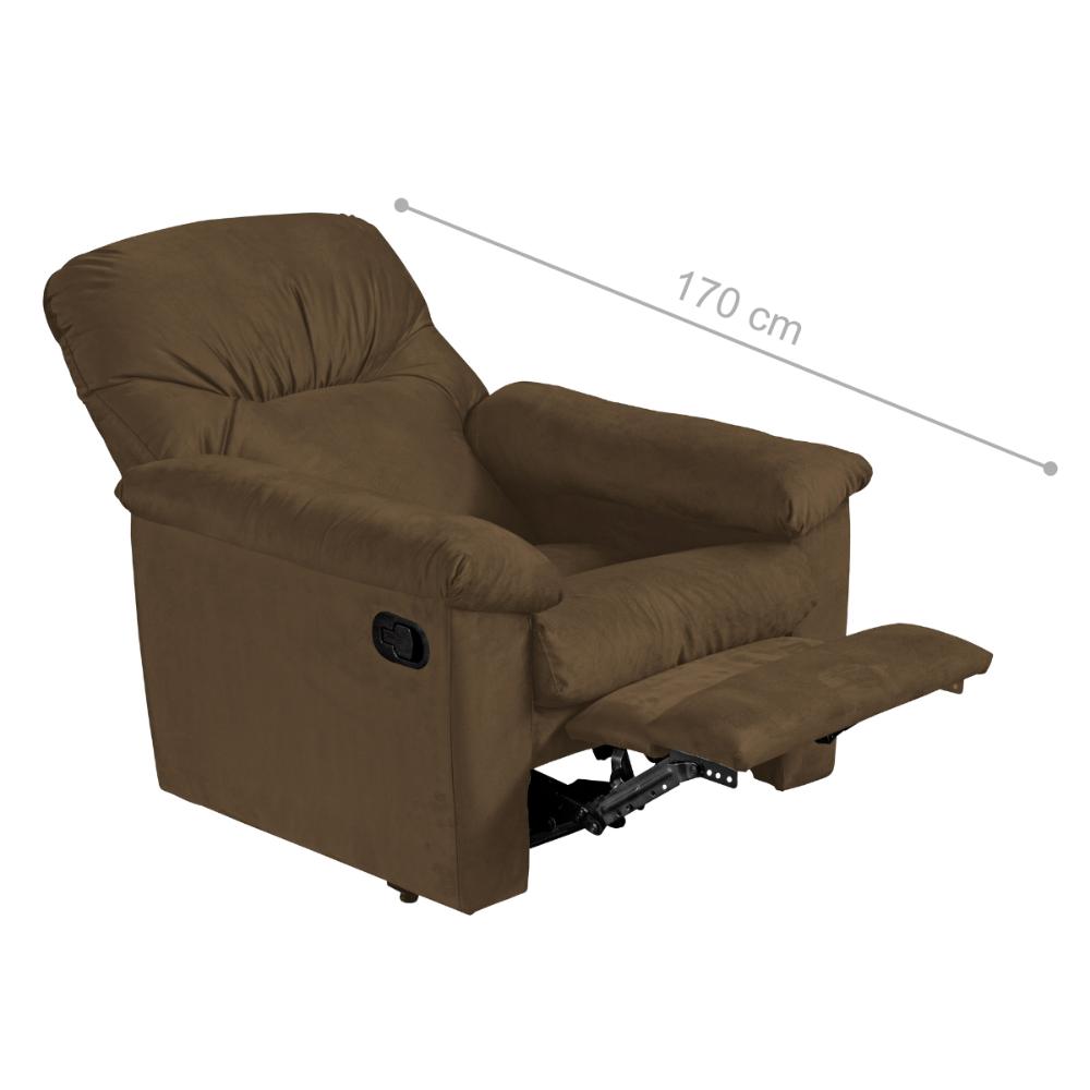 Poltrona Reclinável para Sala de Estar Bonn Veludo Light Cappuccino