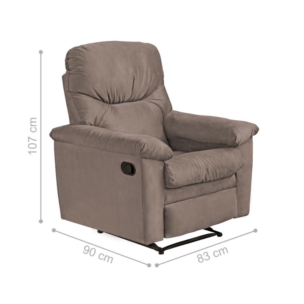 Poltrona Reclinável para Sala de Estar Mel Veludo Cappuccino