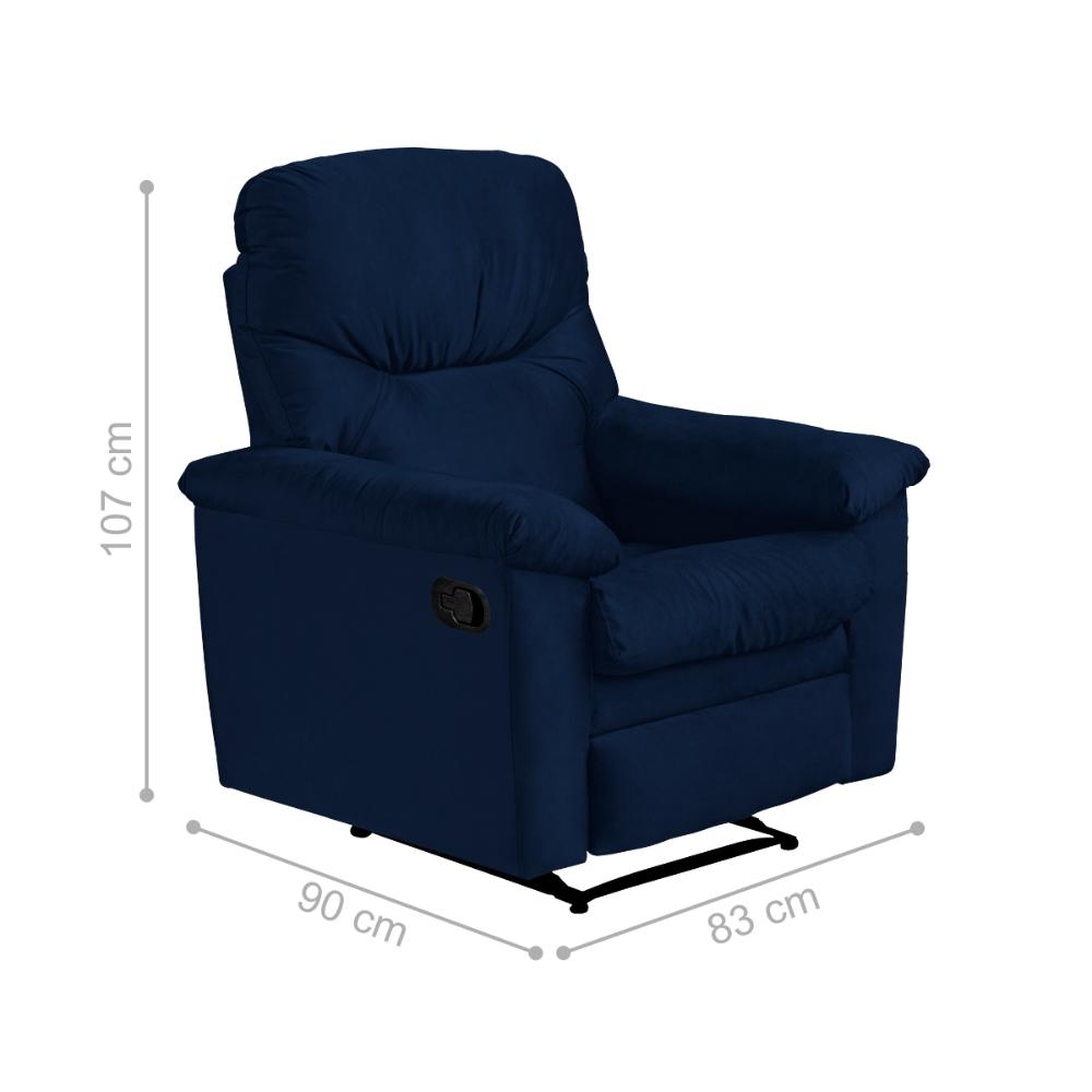 Poltrona Reclinável para Sala de Estar Mel Veludo Light Azul