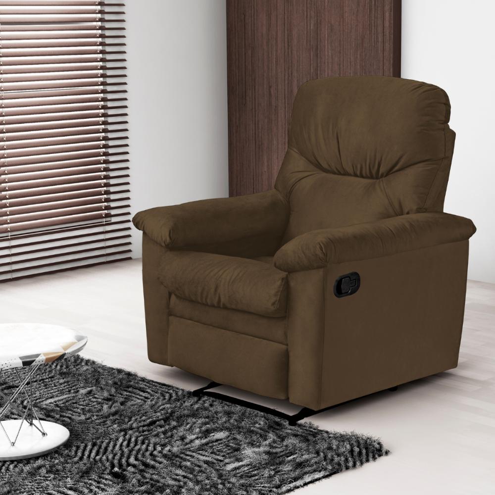 Poltrona Reclinável para Sala de Estar Mel Veludo Light Cappuccino