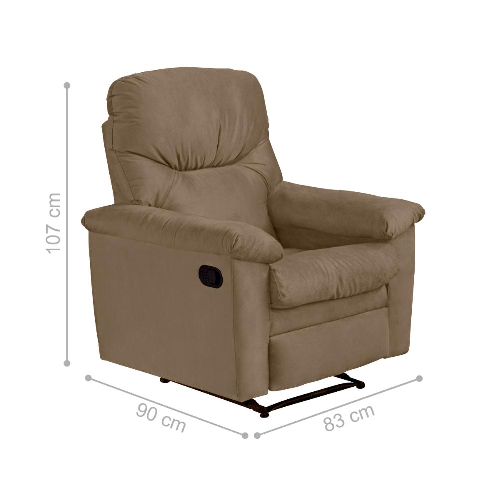 Poltrona Reclinável para Sala de Estar Mel Veludo Turkey Cappuccino