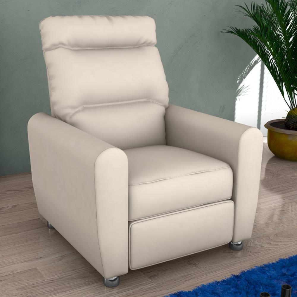 Poltrona Reclinavel para Sala Tebas Corino Bege