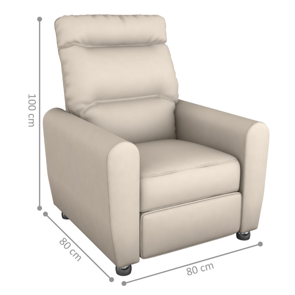 Poltrona Reclinavel para Sala Tebas Corino Bege