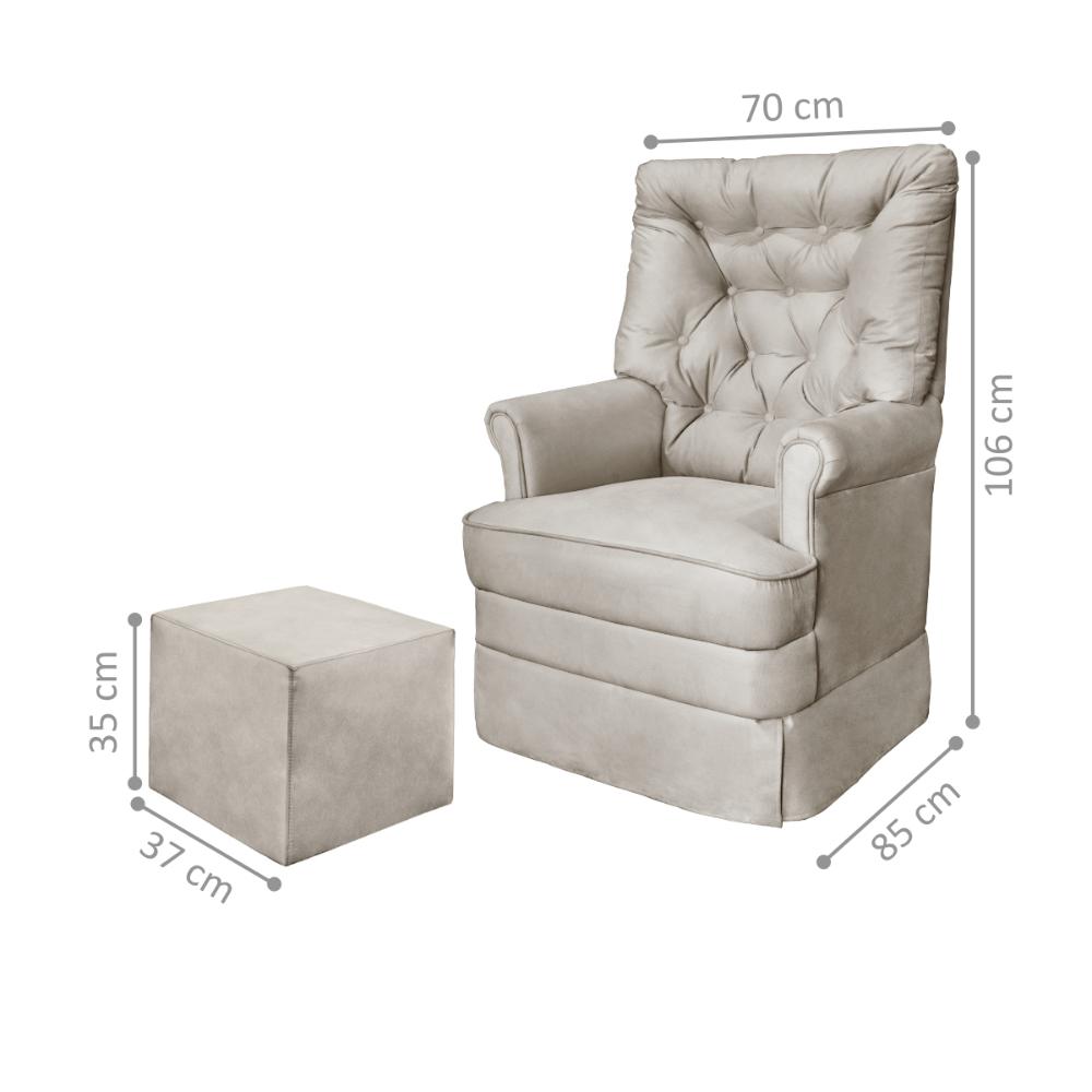 Poltrona com Puff Maternidade Chile Suede Bege