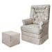Poltrona com Puff Maternidade Chile Suede Bege