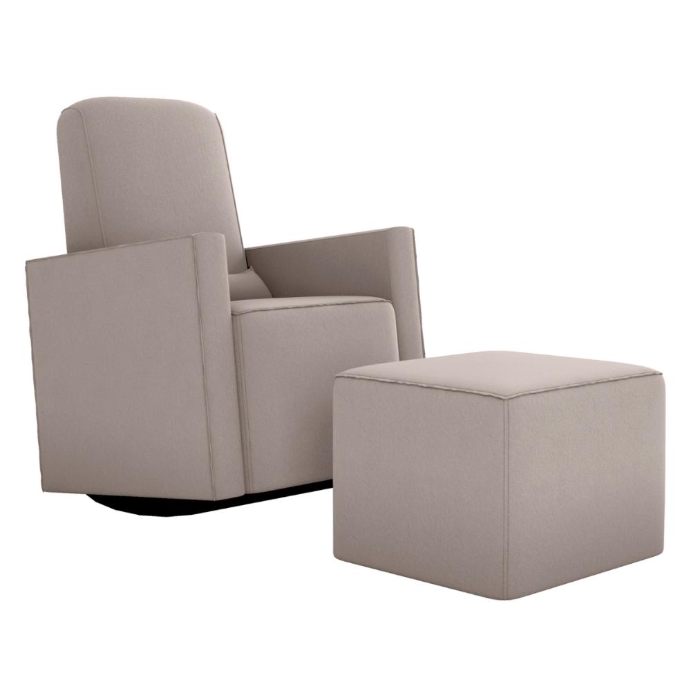 Poltrona com Puff para Maternidade Ibiza Suede Bege