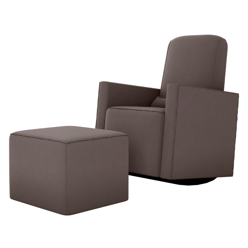 Poltrona com Puff para Maternidade Laura Suede Cappuccino