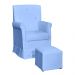 Poltrona de Amamentação com Puff Atenas Corino Azul Bebe