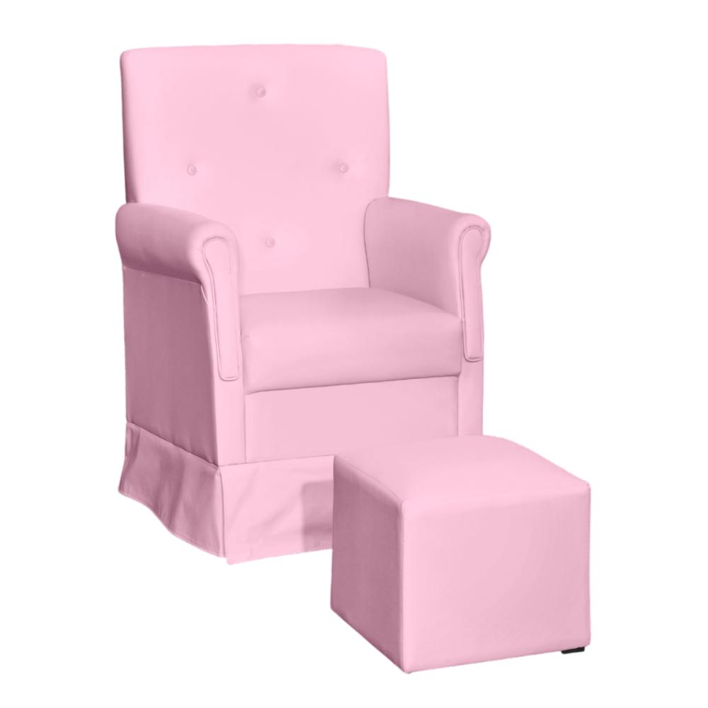 Poltrona de Amamentação com Puff Atenas Corino Rosa