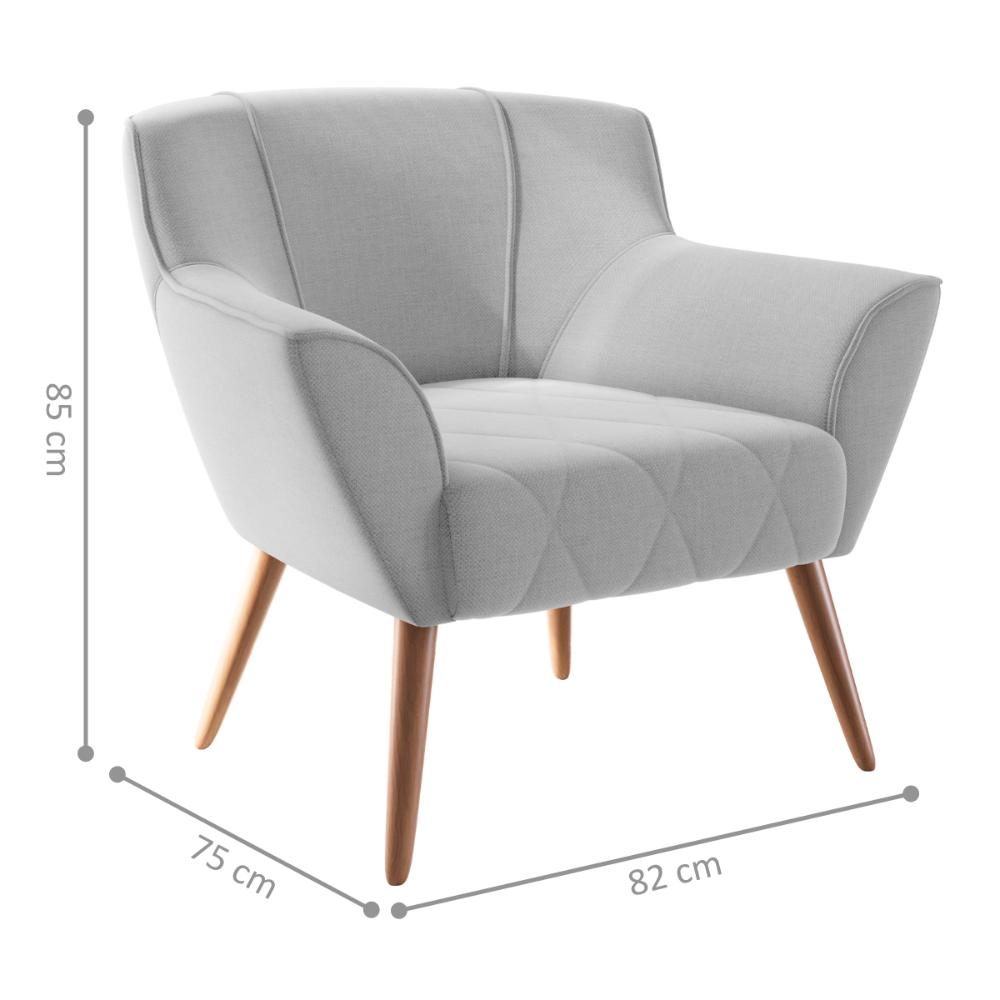 Poltrona de Sala para Decoração Italva Linha Cinza