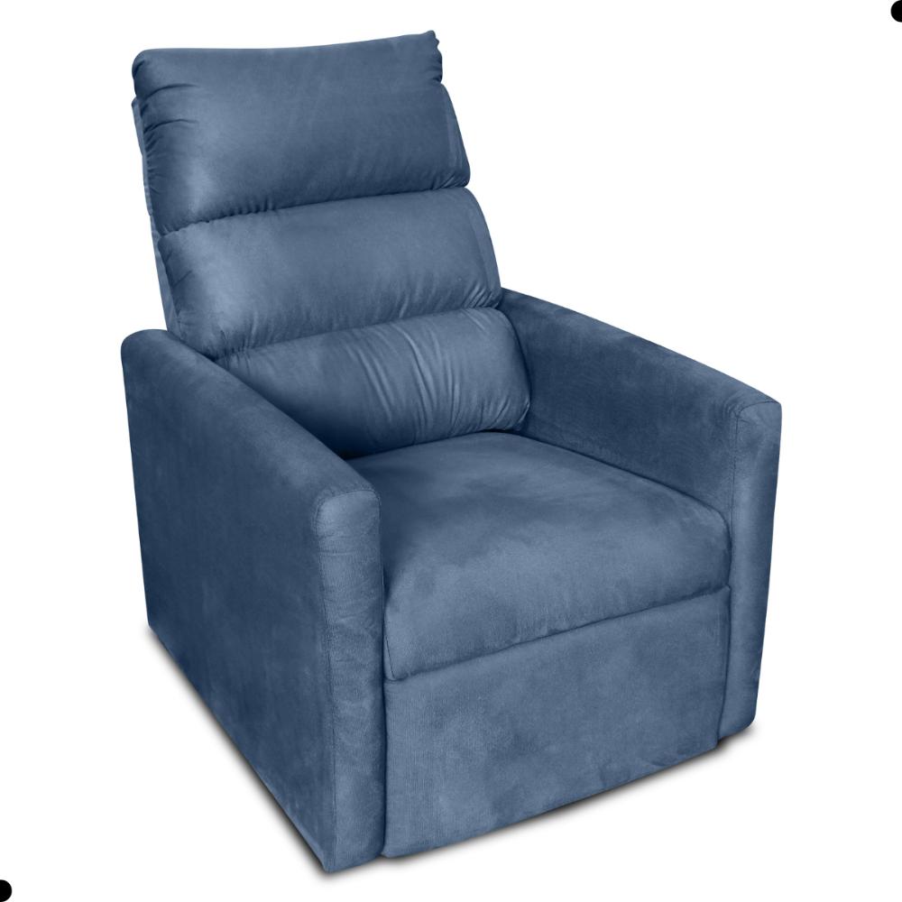 Poltrona do Papai Reclinável Leon Suede Azul