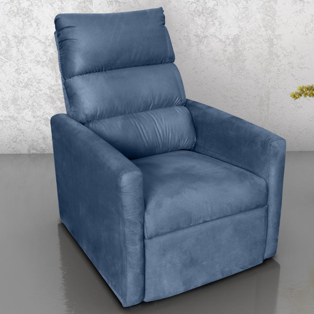 Poltrona do Papai Reclinável Leon Suede Azul