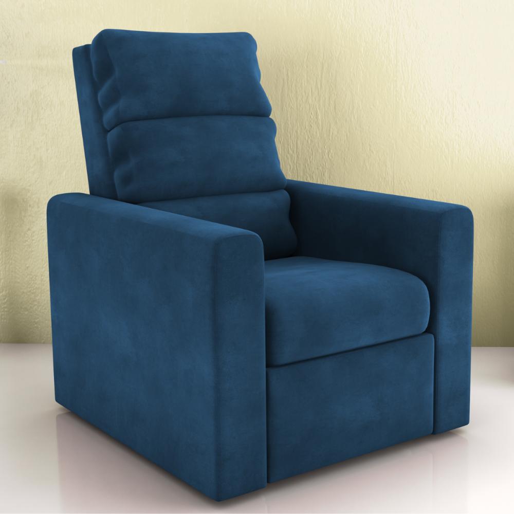 Poltrona do Papai Reclinável Leon Veludo Azul