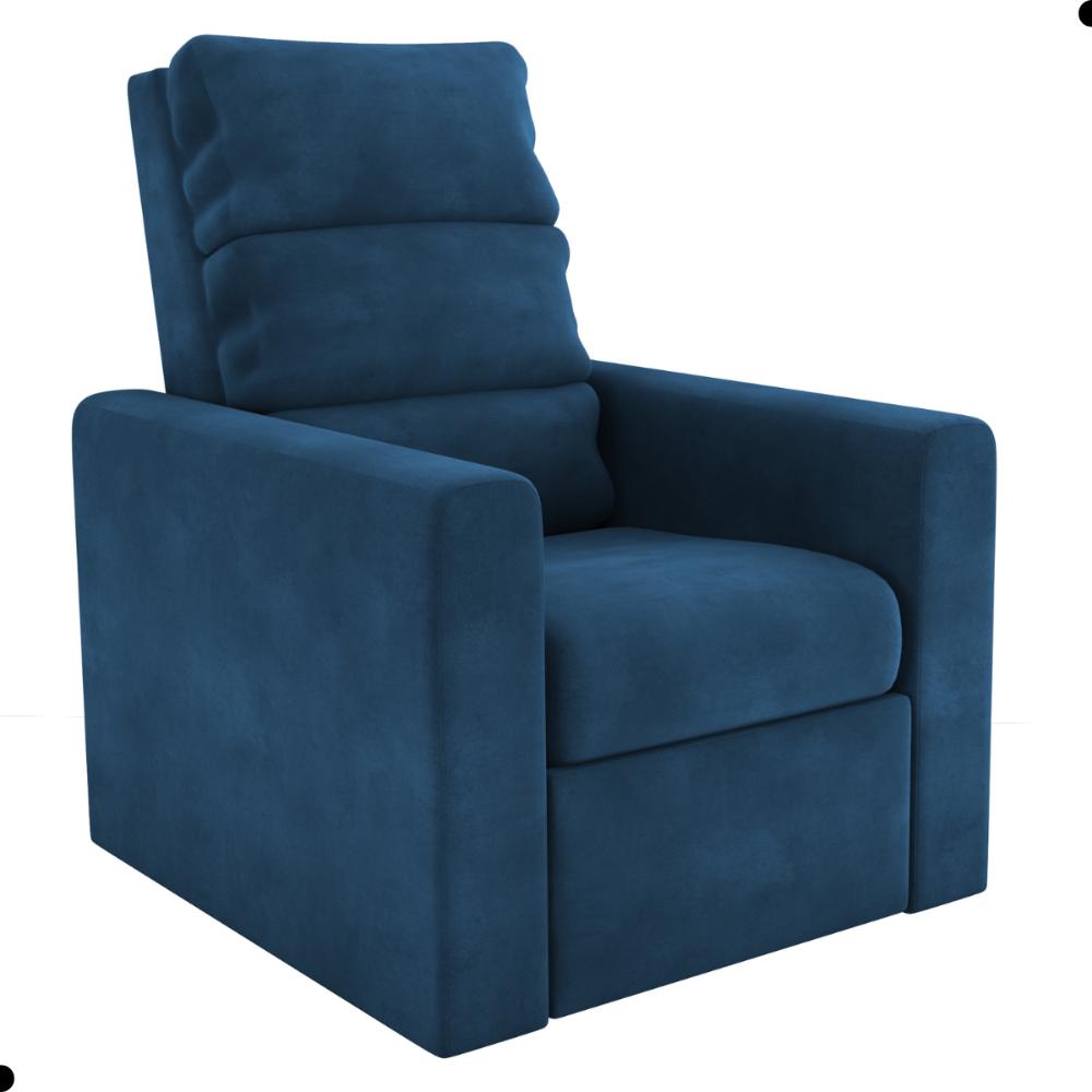 Poltrona do Papai Reclinável Leon Veludo Azul