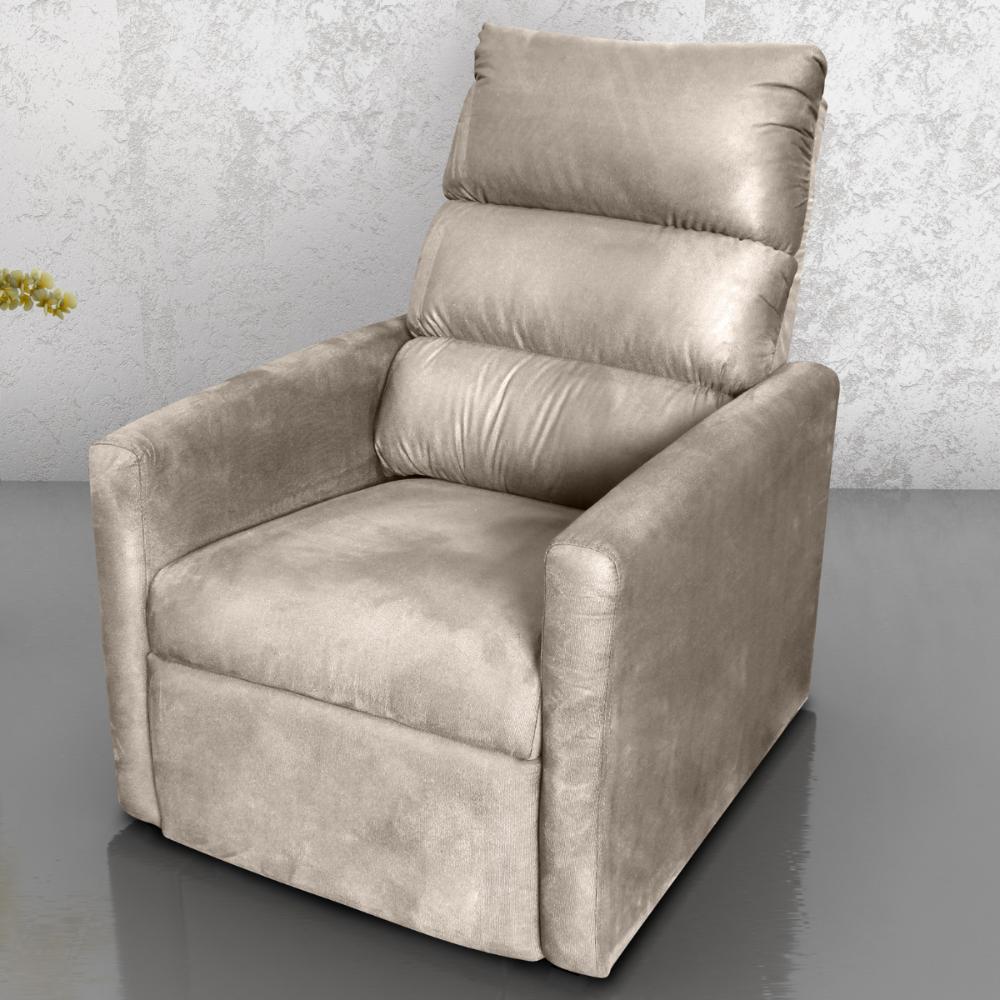 Poltrona do Papai Reclinável Maia Suede Bege