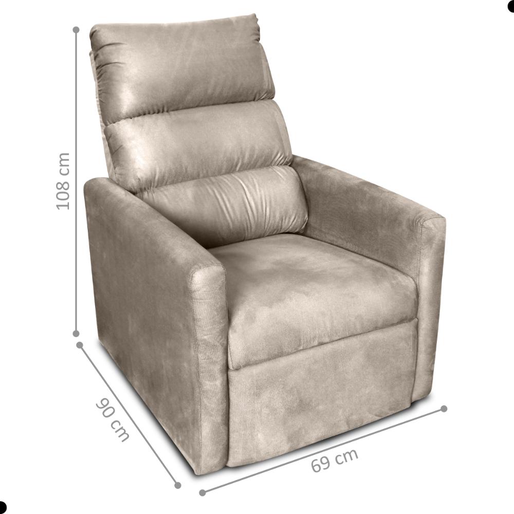 Poltrona do Papai Reclinável Maia Suede Bege