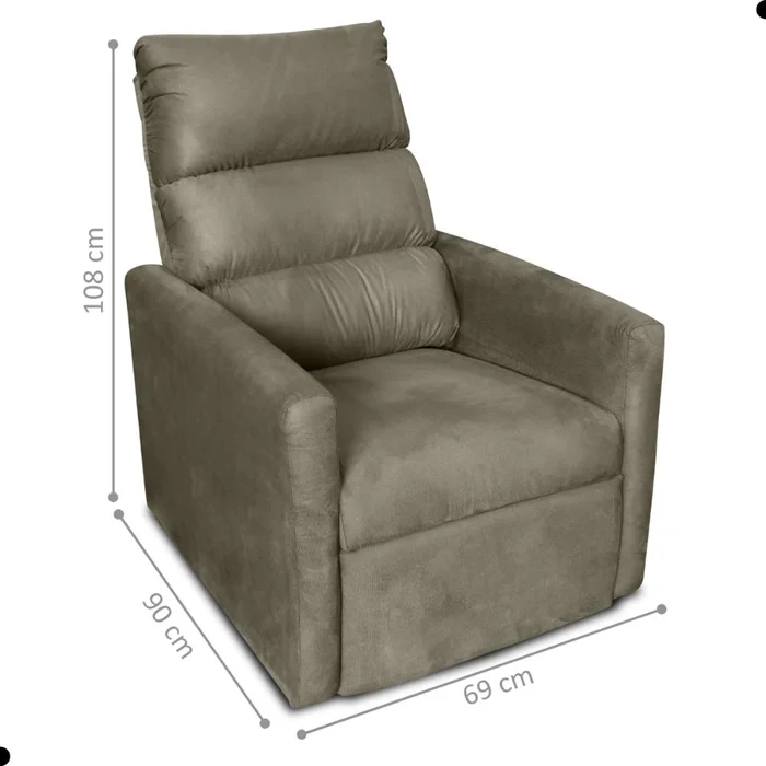 Poltrona do Papai Reclinável Maia Suede Cappuccino