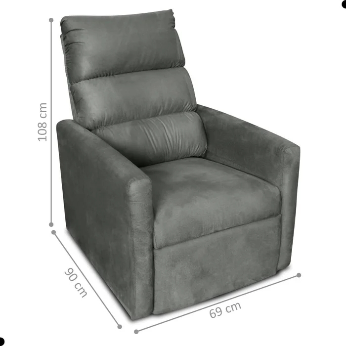 Poltrona do Papai Reclinável Maia Suede Chumbo
