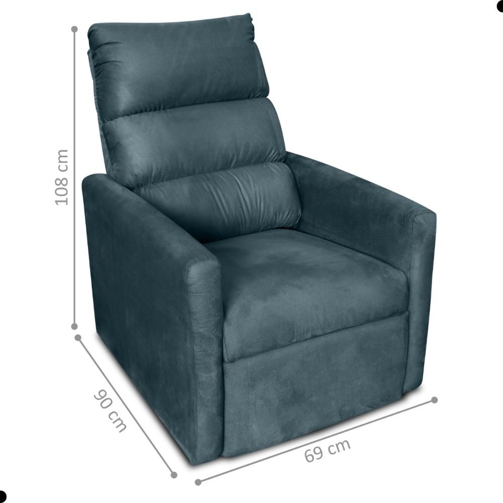 Poltrona do Papai Reclinável Maia Suede Petróleo