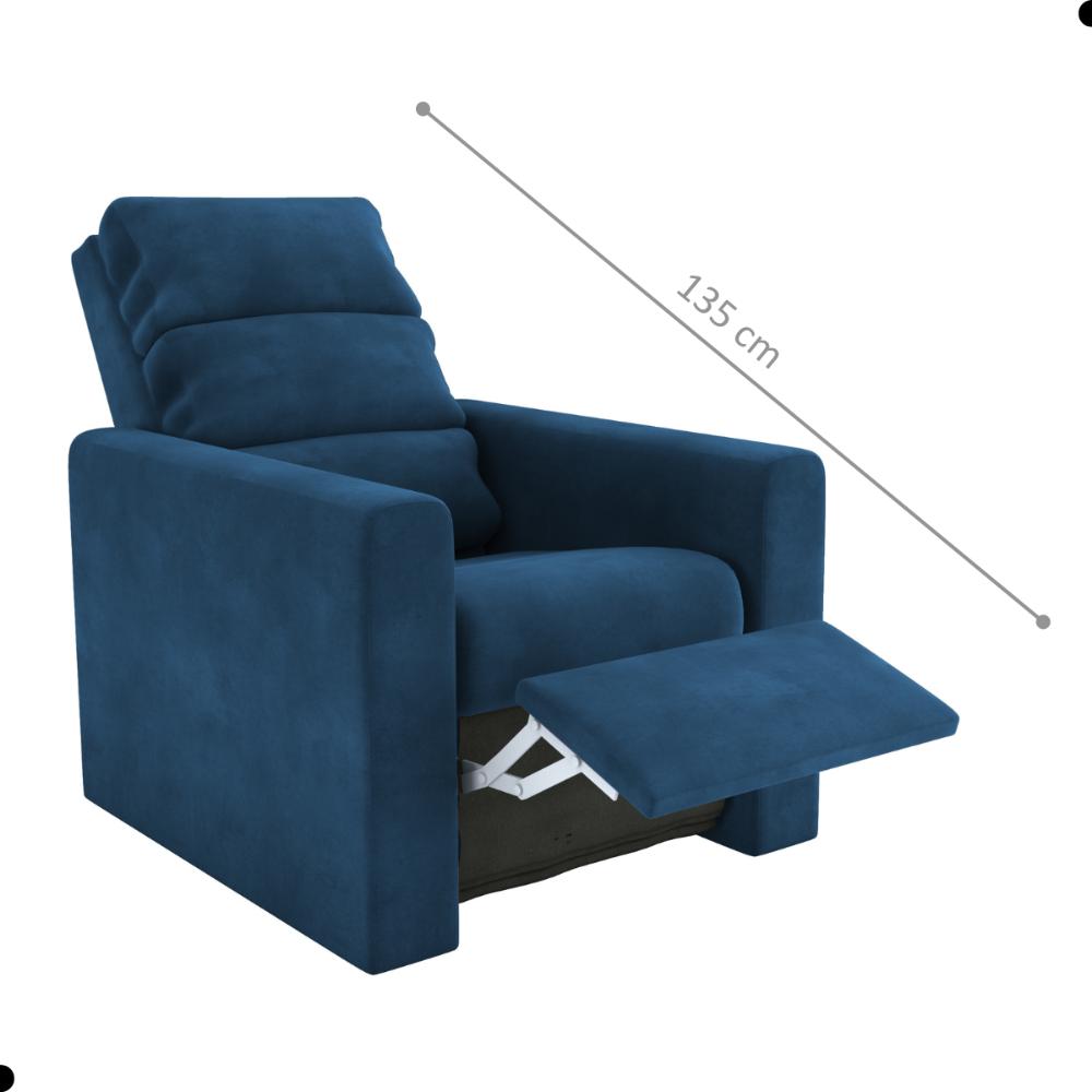 Poltrona do Papai Reclinável Maia Veludo Azul