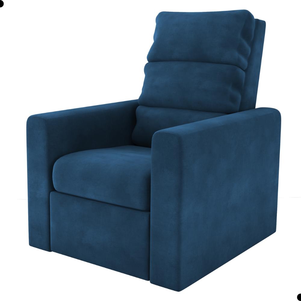 Poltrona do Papai Reclinável Maia Veludo Azul
