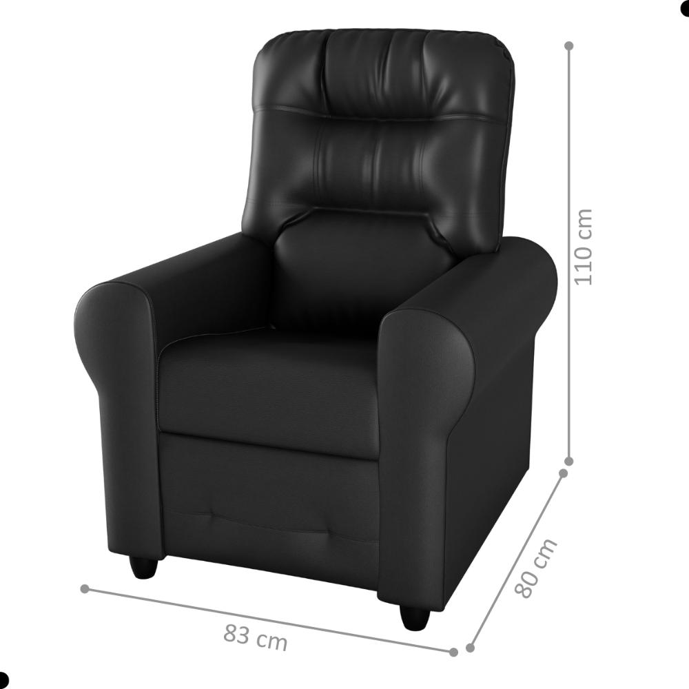Poltrona para Descanso Reclinável Lima Sintetico Preto